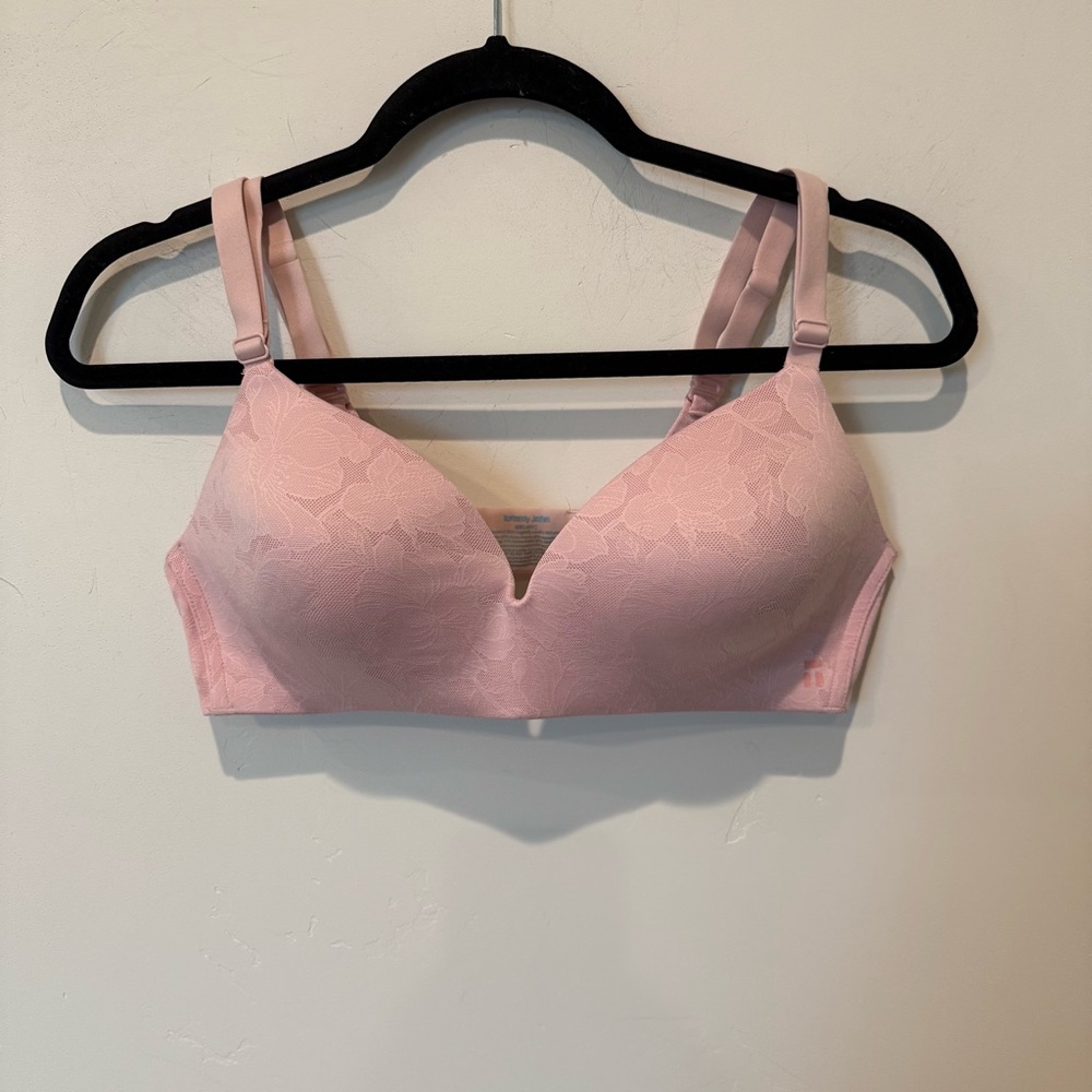 Tommy John Second Skin Lightly Lined Wireless Pink Lace Women's Bra Size 36C